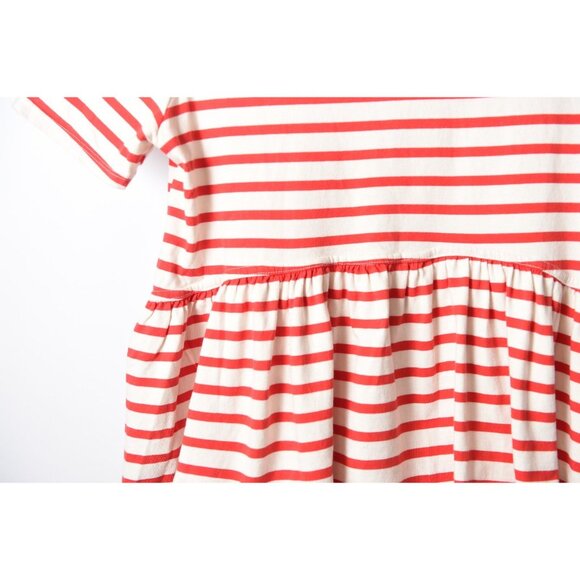 Zara Red and Ivory Striped Peplum Waist Short Sleeve Tee Shirt Blouse Size S - Picture 5 of 10